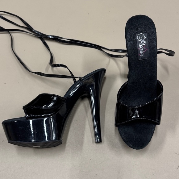 Pleaser 6 Inch Stripper Black Patent Stiletto Heels - Picture 7 of 11